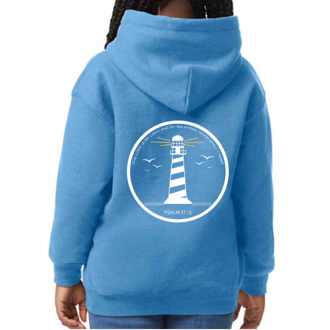 Lighthouse bible verse hoody Carolina Blue