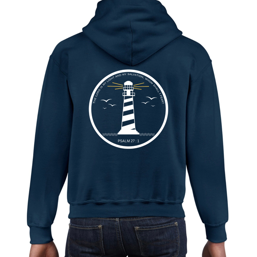 Lighthouse bible verse hoody Navy