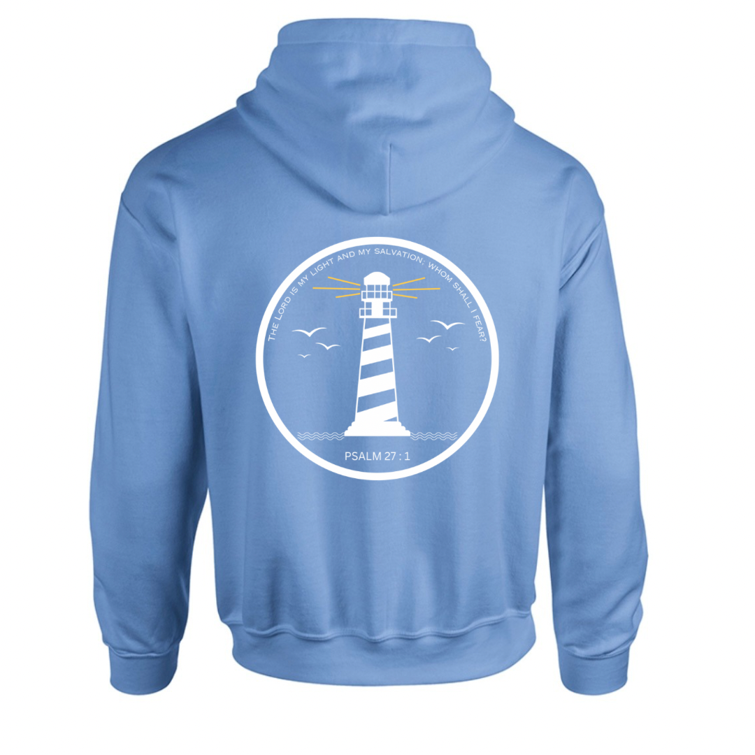 Lighthouse bible verse sweatshirt Sky blue