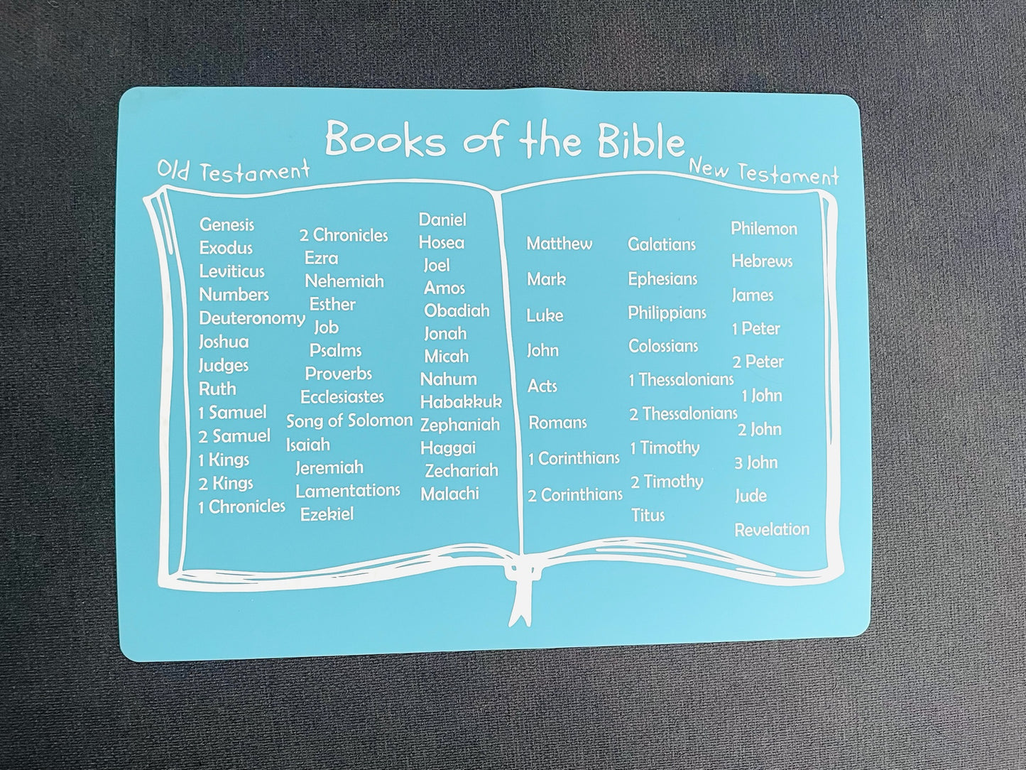 Books of the Bible silicone placemat blue