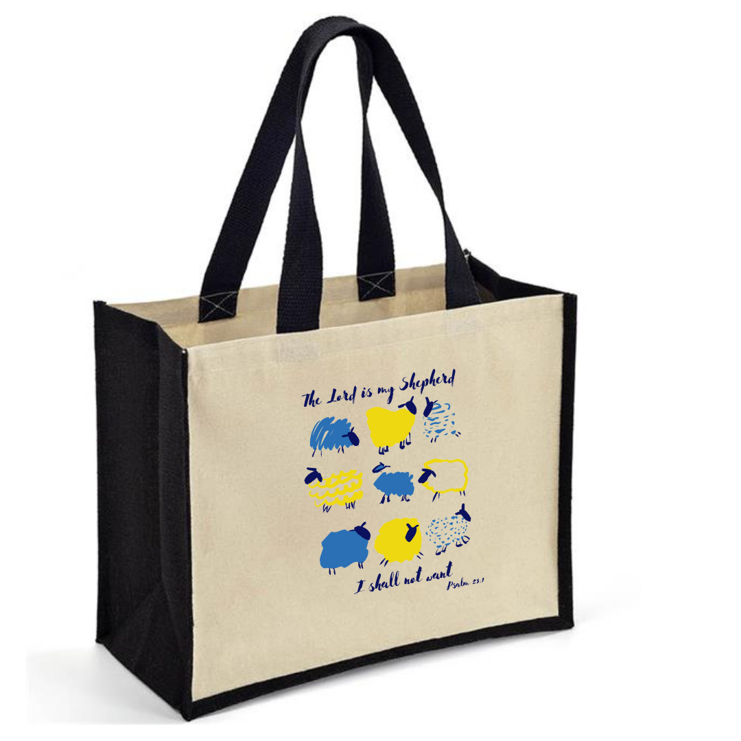 Jute Canvas Bag Shepherd Psalms Bible Verse
