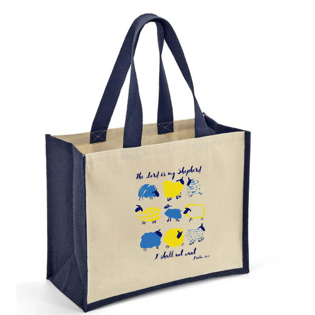 Jute Canvas Bag Shepherd Psalms Bible Verse