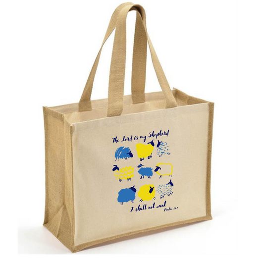 Jute Canvas Bag Shepherd Psalms Bible Verse