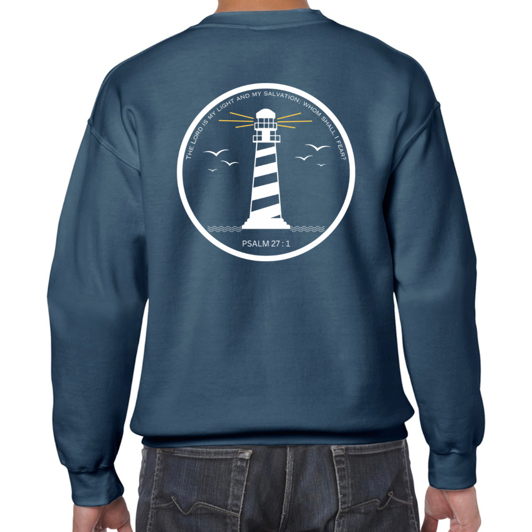 Lighthouse bible verse sweatshirt Indigo