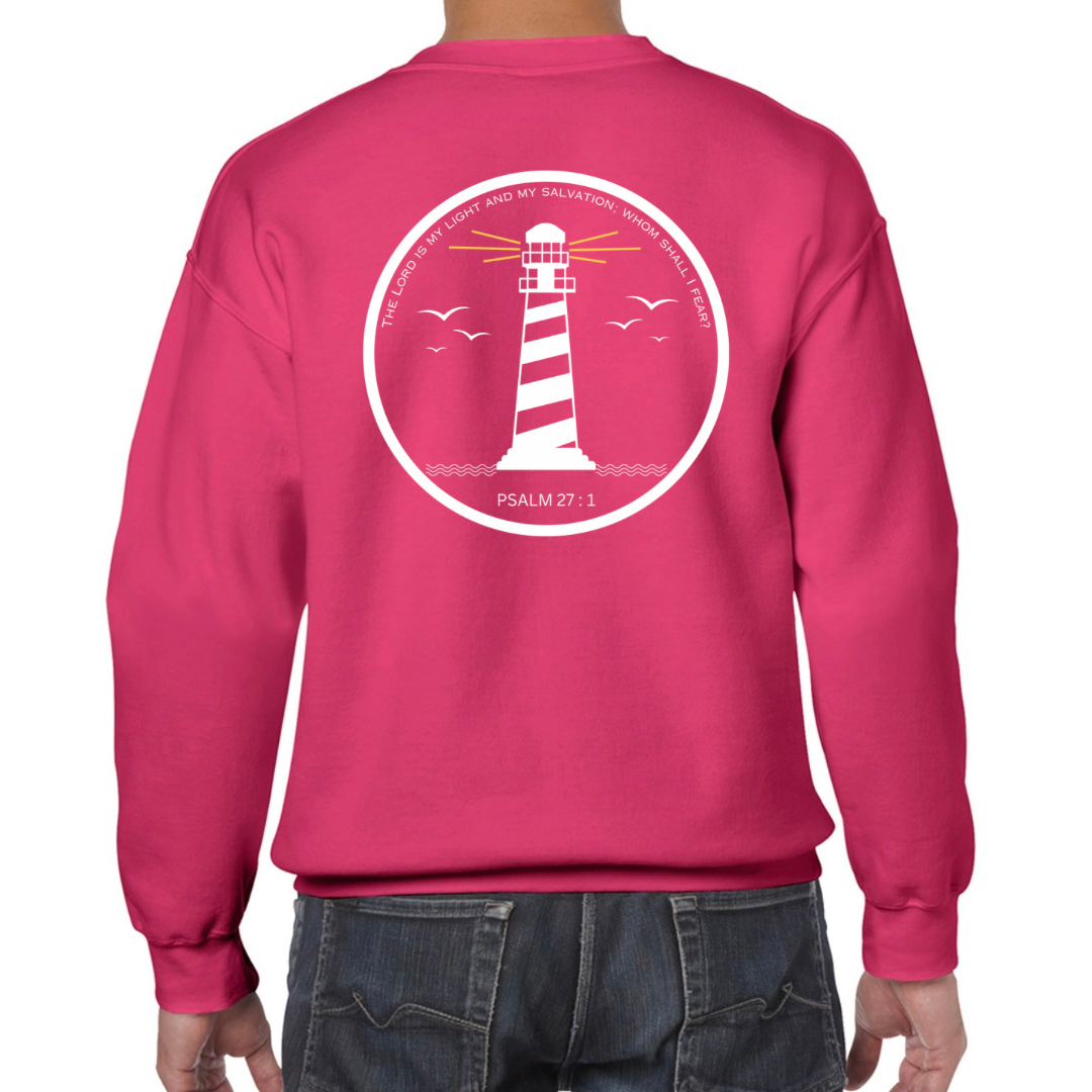 Lighthouse bible verse sweatshirt Hot pink