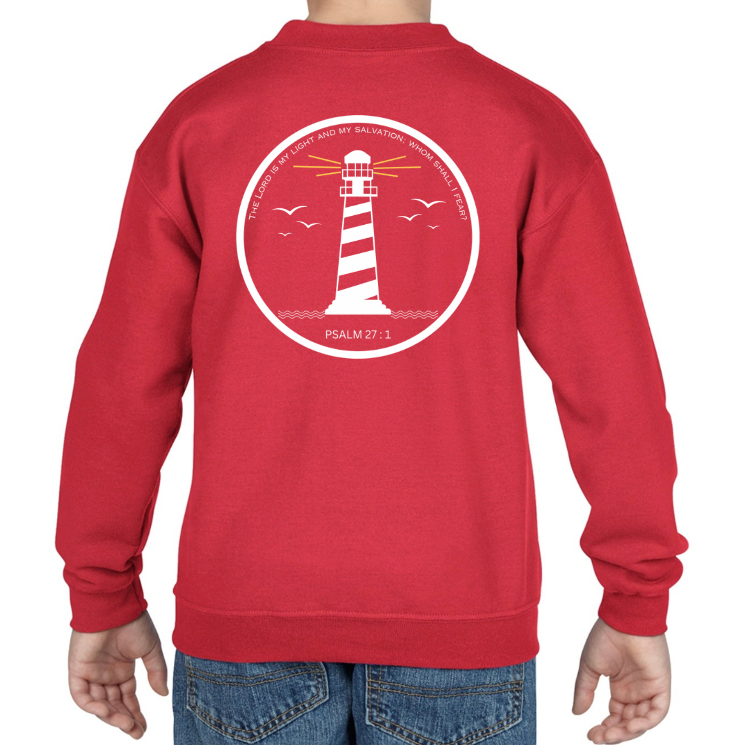 Lighthouse bible verse sweatshirt red