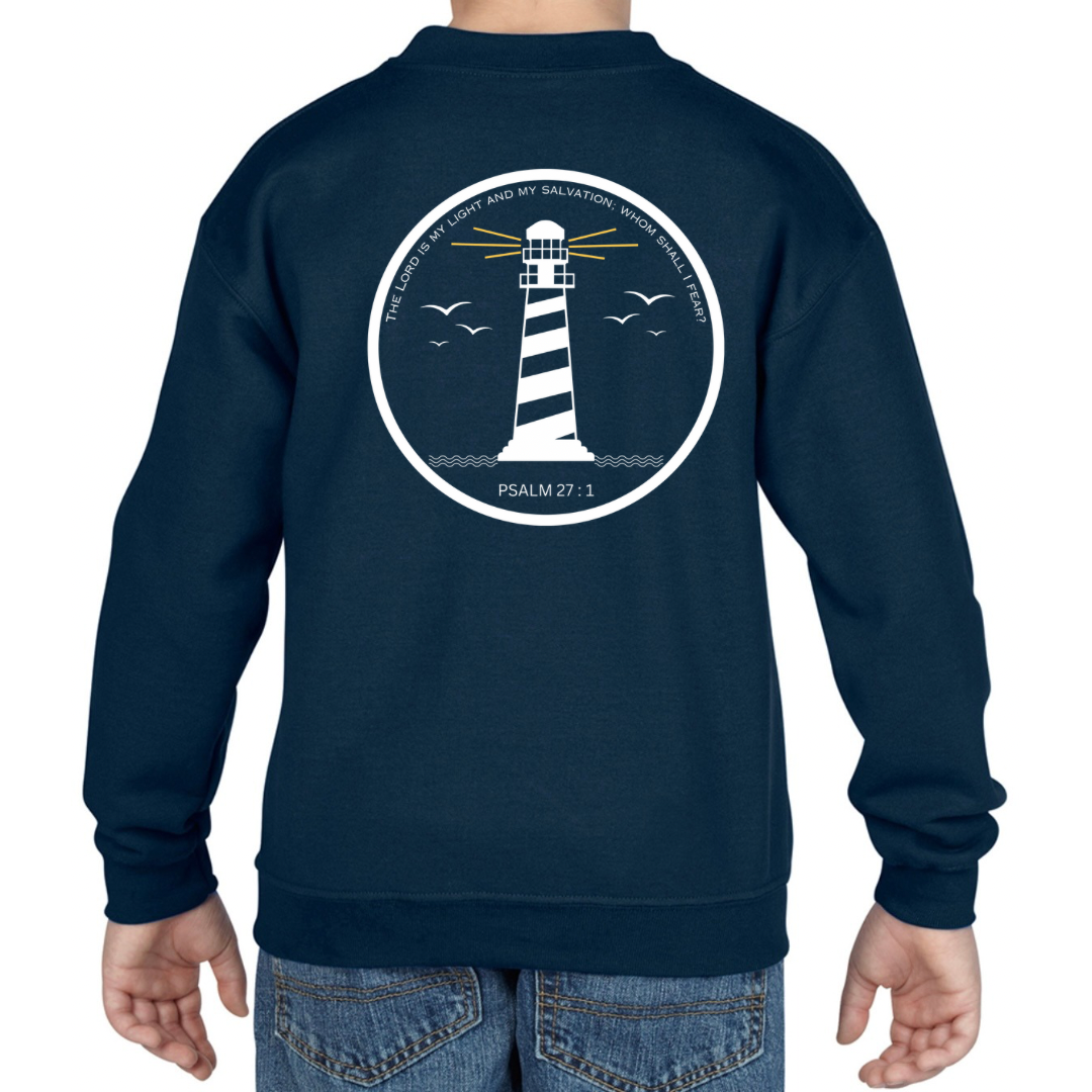 Lighthouse bible verse sweatshirt Navy