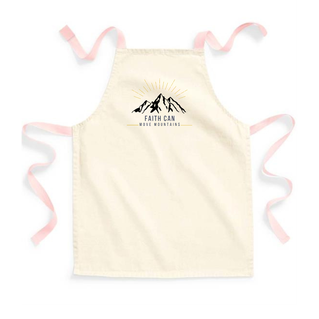 Faith Can Move Mountains Child's Apron Pink Straps