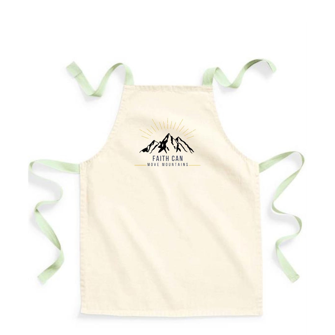 Faith Can Move Mountains Child's Apron Green Straps