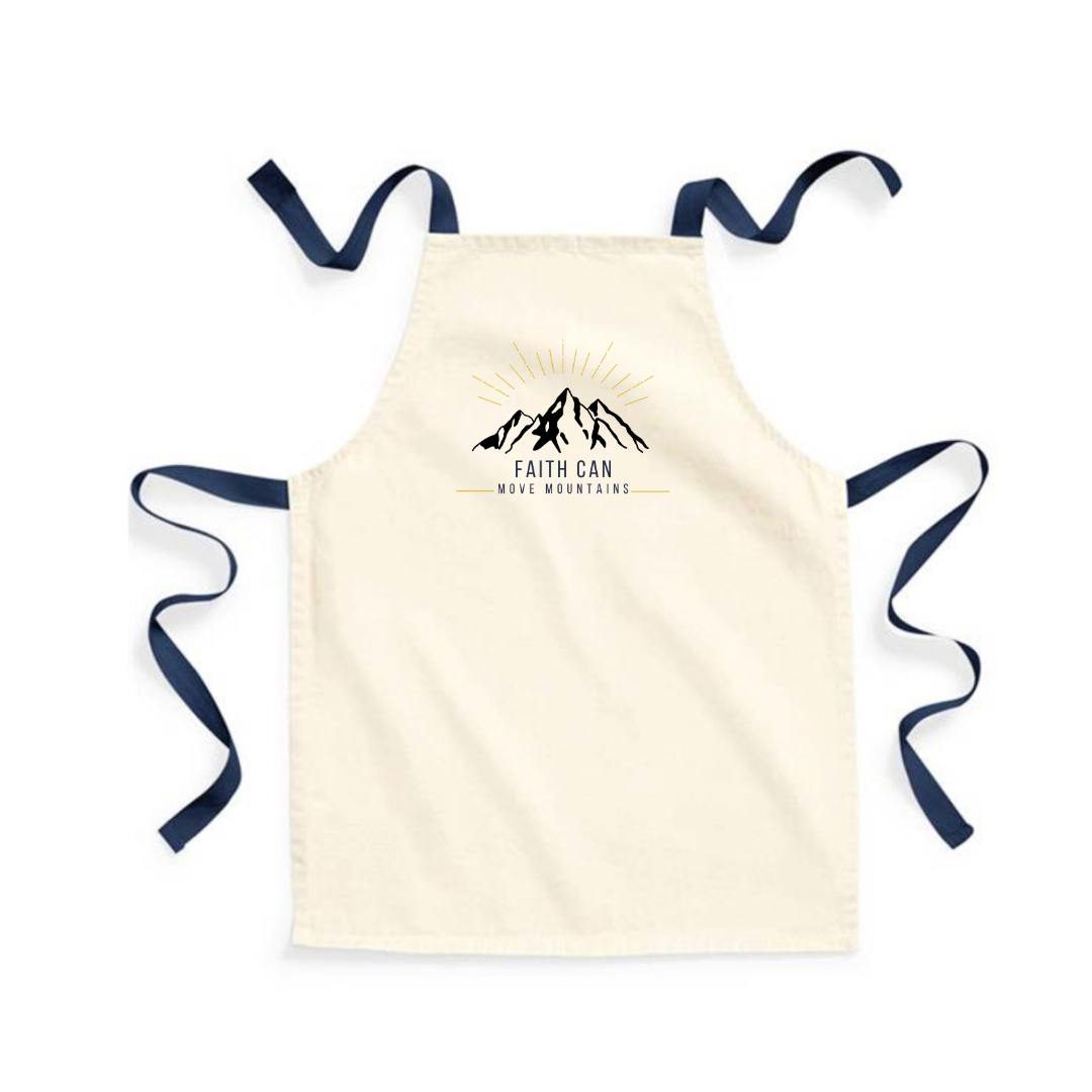 Faith Can Move Mountains Child's Apron Navy Straps