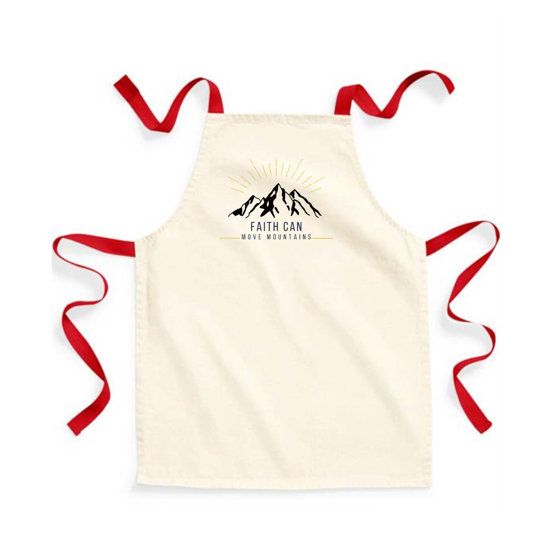 Faith Can Move Mountains Child's Apron Red Straps