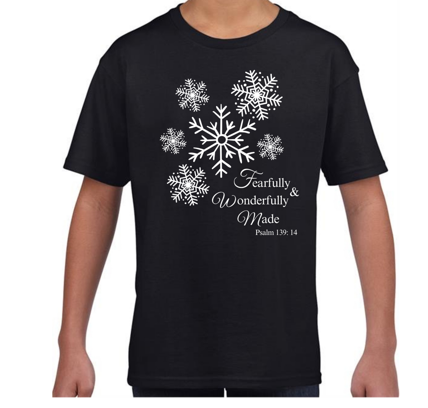 Bible Verse Tshirt - fearfully and wonderfully made black